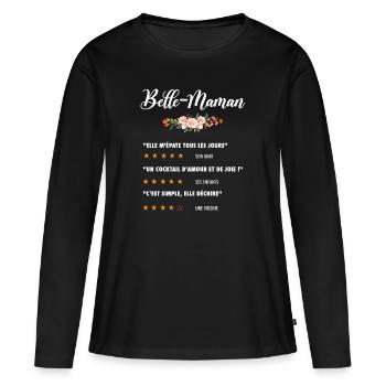 belle maman citation fleurs critique film drôle - T-shirt manches longues Premium bio Femme - noir - Devant - Julia (174cm)