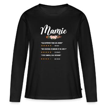 mamie citation fleurs critique film drôle mémé - T-shirt manches longues Premium bio Femme - noir - Devant - Julia (174cm)