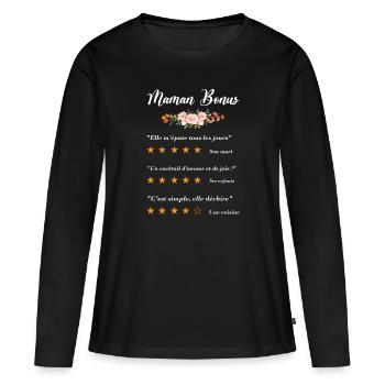 maman bonus citation fleurs critique film drôle - T-shirt manches longues Premium bio Femme - noir - Devant - Julia (174cm)