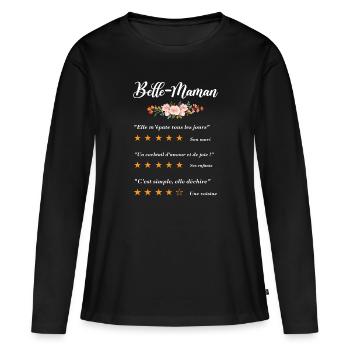 belle maman citation fleurs critique film drôle - T-shirt manches longues Premium bio Femme - noir - Devant - Julia (174cm)