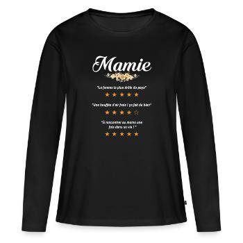 mamie citation fleurs critique film drôle mémé - T-shirt manches longues Premium bio Femme - noir - Devant - Julia (174cm)