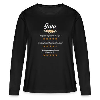 tata citation fleurs critique film drôle tante - T-shirt manches longues Premium bio Femme - noir - Devant - Julia (174cm)