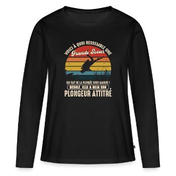 grande soeur pratiquante plongée sous marine - T-shirt manches longues Premium bio Femme - noir - Devant - Julia (174cm)