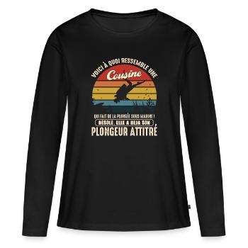 cousine pratiquante plongée sous marine plongeur - T-shirt manches longues Premium bio Femme - noir - Devant - Julia (174cm)