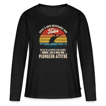 tata pratiquante plongée sous marine plongeur - T-shirt manches longues Premium bio Femme - noir - Devant - Julia (174cm)