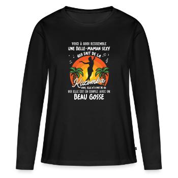 belle maman danseuse kizomba sexy couple BG amour - T-shirt manches longues Premium bio Femme - noir - Devant - Julia (174cm)
