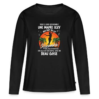 madre danseuse kizomba sexy couple BG amour - T-shirt manches longues Premium bio Femme - noir - Devant - Julia (174cm)