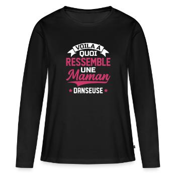 cadeau var1 danseuse passion danse humour - T-shirt manches longues Premium bio Femme - noir - Devant - Julia (174cm)