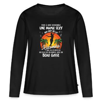 mamie danseuse kizomba sexy couple BG amour mémé - T-shirt manches longues Premium bio Femme - noir - Devant - Julia (174cm)