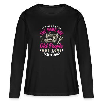 Passion Sewing Joke Grandma Mom Old - Women's Premium Organic Long Sleeve Shirt - black - Front - Julia (174cm)