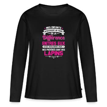 humour fête des mères maman propriétaire lapins - T-shirt manches longues Premium bio Femme - noir - Devant - Julia (174cm)