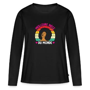 Meilleure nièce monde vintage femme noire - T-shirt manches longues Premium bio Femme - noir - Devant - Julia (174cm)
