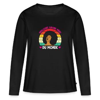 Meilleure grand mère monde vintage femme noire - T-shirt manches longues Premium bio Femme - noir - Devant - Julia (174cm)