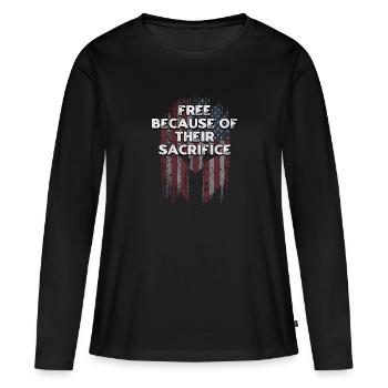 Free Because of Their Sacrifice Proud Patriotic - Women's Premium Organic Long Sleeve Shirt - black - Front - Julia (174cm)