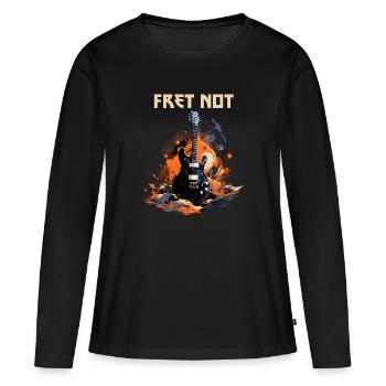 Fret Pas Drôle Citation Professeur De Guitare - T-shirt manches longues Premium bio Femme - noir - Devant - Julia (174cm)