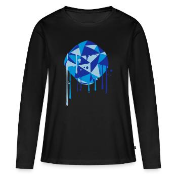balle art spray graffiti goutte rond rond bleu - T-shirt manches longues Premium bio Femme - noir - Devant - Julia (174cm)