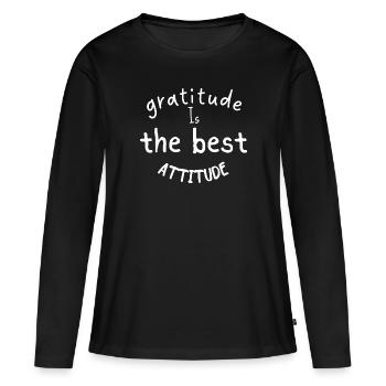 La gratitude est la meilleure attitude cadeau - T-shirt manches longues Premium bio Femme - noir - Devant - Julia (174cm)
