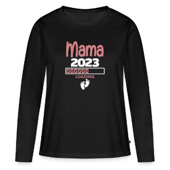 Mama 2023 loading - Frauen Premium Bio Langarmshirt - Schwarz - Vorne - Julia (174cm)