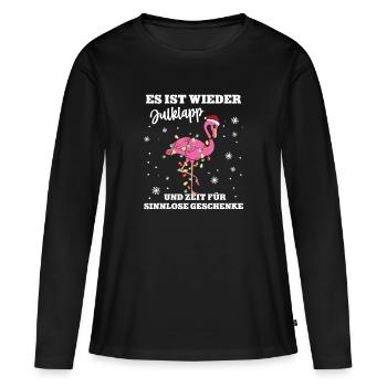 Julklapp Weihnachtsfeier Schrott Wichteln Flamingo - Frauen Premium Bio Langarmshirt - Schwarz - Vorne - Julia (174cm)
