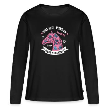 Steckenpferde Pferdekopf Hobbyhorsing Hobby Horse - Frauen Premium Bio Langarmshirt - Schwarz - Vorne - Julia (174cm)