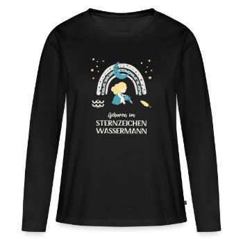 Sternzeichen Wassermann Geburtstag Sternenbild - Frauen Premium Bio Langarmshirt - Schwarz - Vorne - Julia (174cm)