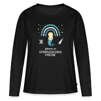 Fisch Sternzeichen Geburtstag Sternenbild Fische - Frauen Premium Bio Langarmshirt - Schwarz - Vorne - Julia (174cm)