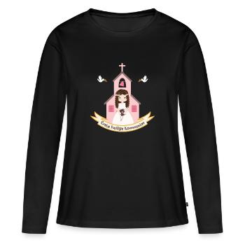 1. Heilige Kommunion Erstkommunion Sakrament Erste - Frauen Premium Bio Langarmshirt - Schwarz - Vorne - Julia (174cm)