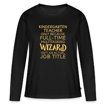 Kindergarten teacher Wizard - Frauen Premium Bio Langarmshirt - Schwarz - Vorne - Julia (174cm)