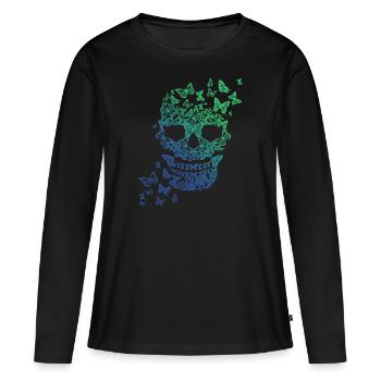 Crâne de papillon - T-shirt manches longues Premium bio Femme - noir - Devant - Julia (174cm)