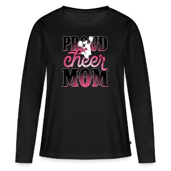 Fière maman cheer - T-shirt manches longues Premium bio Femme - noir - Devant - Julia (174cm)