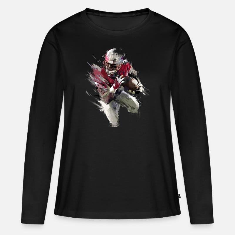 Running Back - Red Jersey - Frauen Premium Bio Langarmshirt - Schwarz