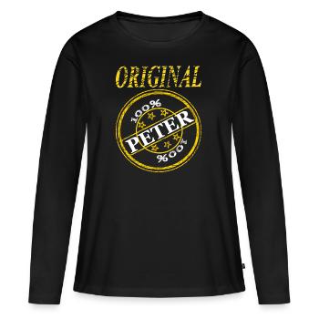 je m'appelle Peter Original Peter 100% Peter - T-shirt manches longues Premium bio Femme - noir - Devant - Julia (174cm)