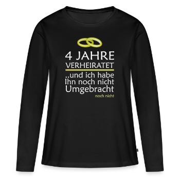 4 Jahre Verheiratet Seidene Hochzeit Geschenkidee - Frauen Premium Bio Langarmshirt - Schwarz - Vorne - Julia (174cm)