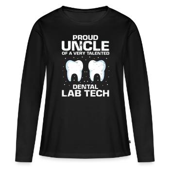 Laboratoire dentaire et technologie dentaire pour cliniques dentaires - T-shirt manches longues Premium bio Femme - noir - Devant - Julia (174cm)
