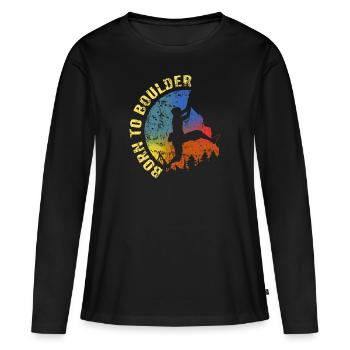 Né à Boulder - T-shirt manches longues Premium bio Femme - noir - Devant - Julia (174cm)