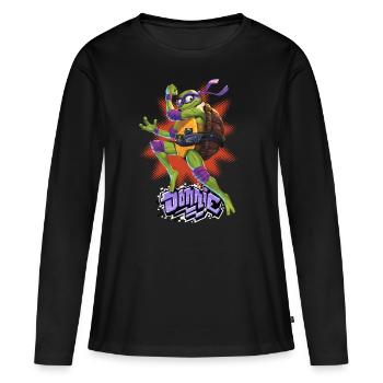 TMNT Mutant Mayhem Turtle Donnie - T-shirt manches longues Premium bio Femme - noir - Devant - Julia (174cm)