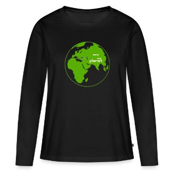 save the planet - T-shirt manches longues Premium bio Femme - noir - Devant - Julia (174cm)