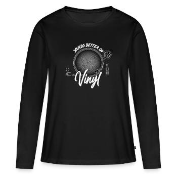 Sonne mieux sur vinyl DJ gift record - T-shirt manches longues Premium bio Femme - noir - Devant - Julia (174cm)