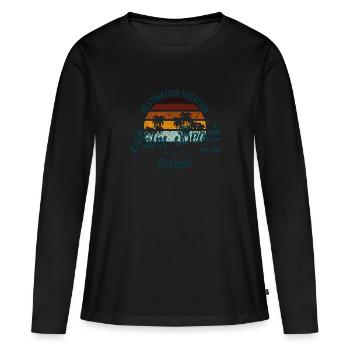 Palm Beach Destination - T-shirt manches longues Premium bio Femme - noir - Devant - Julia (174cm)