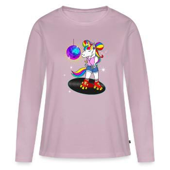 Costume Année 70 80 Vintage Licorne Disco - T-shirt manches longues Premium bio Femme - rose poudré - Devant - Julia (174cm)