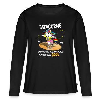 Auntie Humor Auntie Cool Unicorn Auntie - Women's Premium Organic Long Sleeve Shirt - black - Front - Julia (174cm)