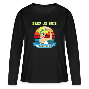 Frau Marseille Blondine Vintage Mutter Freundin Schwester - Frauen Premium Bio Langarmshirt - Schwarz - Vorne - Julia (174cm)
