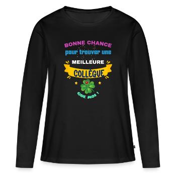 Meilleure Collègue Femme Cadeau Départ Pour Copine - T-shirt manches longues Premium bio Femme - noir - Devant - Julia (174cm)