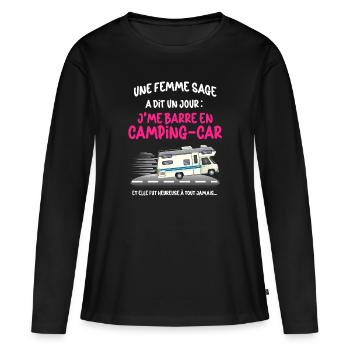 Wohnmobil Frau Weise Oma Ruhestand - Frauen Premium Bio Langarmshirt - Schwarz - Vorne - Julia (174cm)