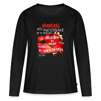 Super Mutter von Kindern Muttertag - Frauen Premium Bio Langarmshirt - Schwarz - Vorne - Julia (174cm)