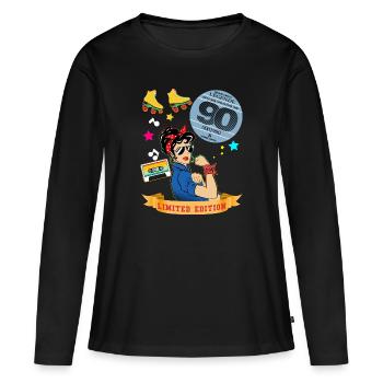 Woman 90s Cassette Music 1990s - Women's Premium Organic Long Sleeve Shirt - black - Front - Julia (174cm)