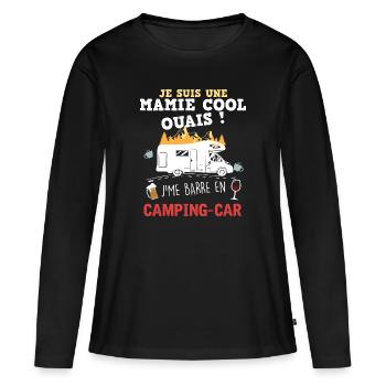 Camping Car Femme Retraite Ma Mamie Cool Voyage - T-shirt manches longues Premium bio Femme - noir - Devant - Julia (174cm)