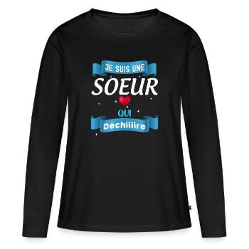 Ich bin eine Schwester, die Herzenszärtlichkeit zerreißt - Frauen Premium Bio Langarmshirt - Schwarz - Vorne - Julia (174cm)