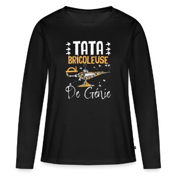 Aunty Genius Handyman Auntie Tools Mechanic - Women's Premium Organic Long Sleeve Shirt - black - Front - Julia (174cm)