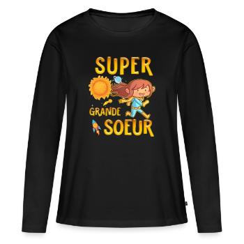 Super Große Schwester der Stars Überraschungsgeburt - Frauen Premium Bio Langarmshirt - Schwarz - Vorne - Julia (174cm)